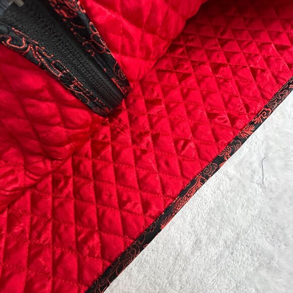 Chico's Womens Quilted Lantern Print Jacket Size 2 Red Silk Zip Up Lightweight - Picture 8 of 8